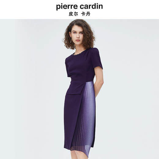 [皮尔卡丹女装]连衣裙蕾丝淑女网纱短袖通勤百搭A字裙 商品图0