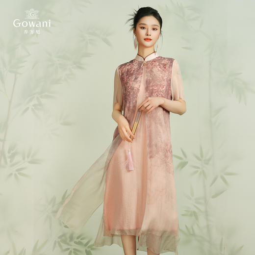 乔万尼真丝连衣裙桑蚕丝100%新中式假两件设计EM2E873 商品图2
