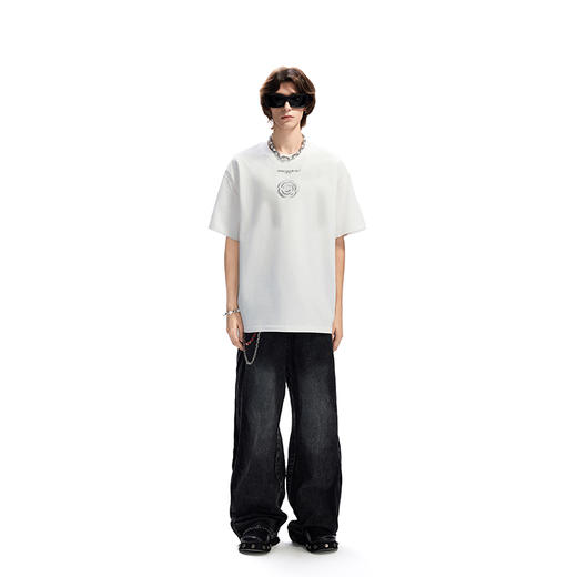 IDEVERRAY夏季2025新款花卉字母印花休闲情侣装圆领短袖男女士潮流t恤21MSL-ID25SSFAT013 商品图3