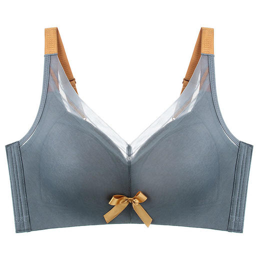 QC-W6057*  大胸显小薄杯光面文胸无钢圈乳胶大码内衣全罩杯聚拢轻薄上托文胸（单件） 商品图4