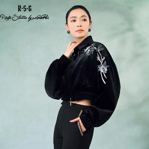 郭培成衣品牌精品系列立体珠绣牡丹花丝绒外套 商品图3