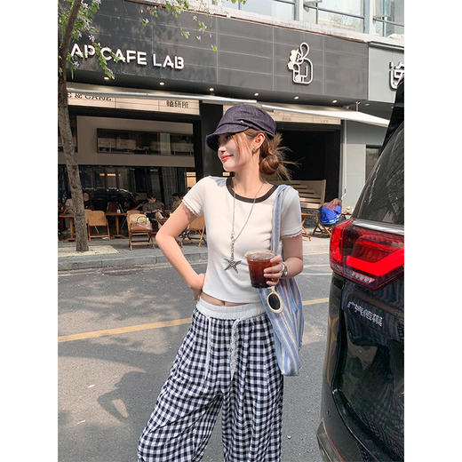 【99元任选2件】新品现货秒杀！卖完下架不再补 ！微信粉丝打折价！！后背镂空撞色短袖T 商品图3