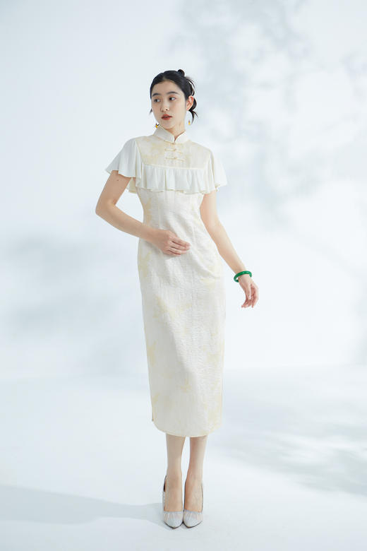 荷言GL 清秋 雪纺荷叶边改良旗袍少女感轻礼服凉感夏季 商品图1