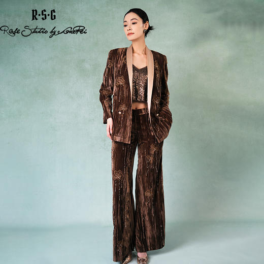 郭培成衣品牌精品系列重工芙蓉花丝绒西服套装 商品图4