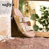 预售10天|Safiya/索菲娅2025时尚绣花皮带扣露趾外穿休闲平底勃肯凉拖 SFD2110357 商品缩略图6