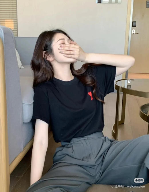 【5月6日 下午14:00 秒杀】返场 Ami纯棉 精梭棉 宽版 情侣T恤 商品图2