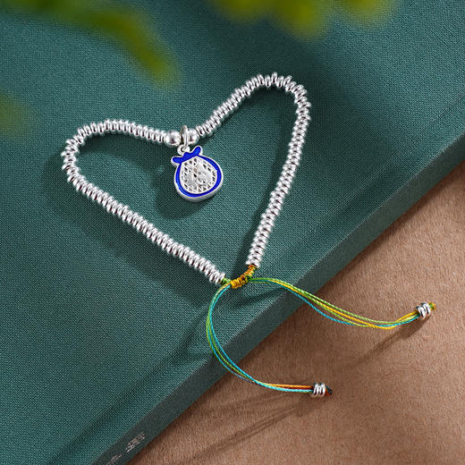 子佩集S925银【盛福】手链【SL01045】纯银钱串腰缠万贯珐琅彩福袋盘缠盘缠2504 商品图1