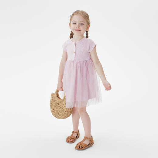 马克珍妮女童薄款针织网纱连衣裙 宝宝公主裙夏装新款裙子550866 商品图1