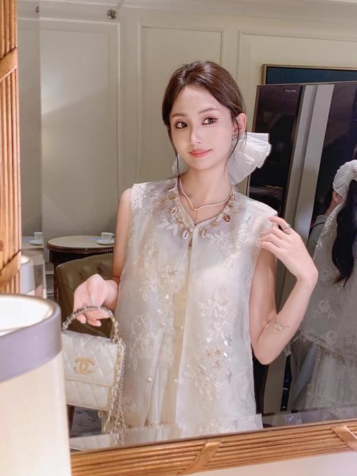 张心子【织梦】气质新中式国风蕾丝花背心马甲 U2504044 商品图1