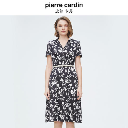 [皮尔卡丹女装]连衣裙法式香风千鸟格通勤修身连衣裙 商品图0