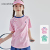 cicochild2025夏新款亲子中大女童亲肤精梳棉条纹短袖T恤 商品缩略图0