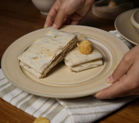 拉丝米黄浅盘 10寸