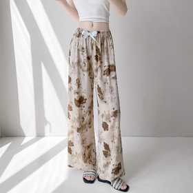 【满2件/59元】【秀黛】女直筒绵绸单裤休闲裤女士夏季单裤S2553003T【门店同款】