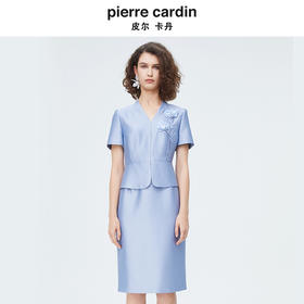 [皮尔卡丹女装]卡丹女装新品法式小黑裙V领长袖优雅长袖连衣裙