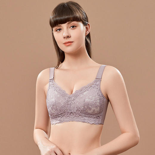 QC-W6190*  内衣女大胸显小超薄款夏轻薄收副乳防下垂全罩杯调整型大码文胸（单件） 商品图0
