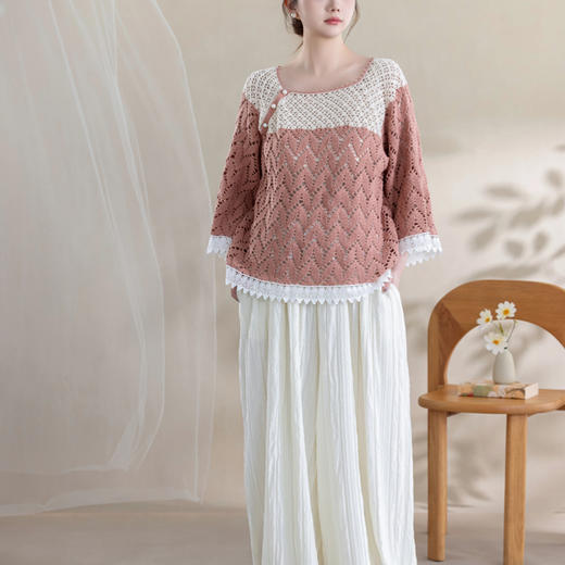 苏苏姐家映柳方领上衣手工DIY编织钩针棉麻毛线团自制材料包 商品图3