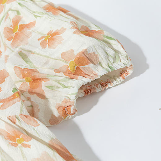 迪士尼25夏季新款女童短袖连衣裙亲肤透气碎花裙泡泡袖公主裙学生长裙ZD2EQ004 商品图6