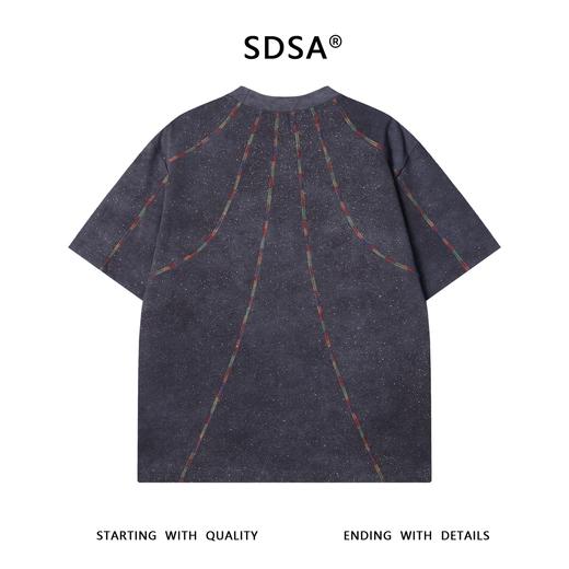 T3236夏季高级感新款韩系满天星彩色缝线圆领短袖T恤休闲情侣宽松上衣 商品图5