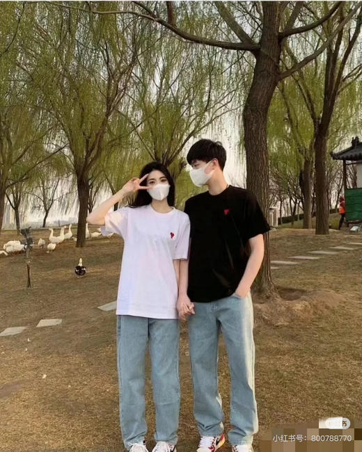 【5月6日 下午14:00 秒杀】返场 Ami纯棉 精梭棉 宽版 情侣T恤 商品图1