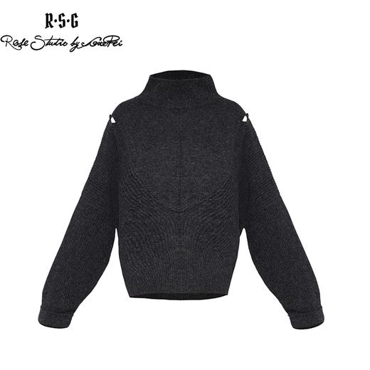 RSG郭培成衣品牌高领露肩长袖套头羊绒衫衫上衣女装 商品图0