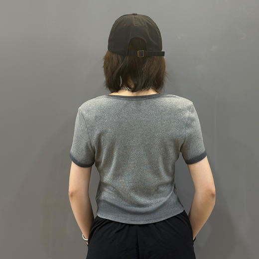 MCU领撞色描边小字母短袖T恤50321（灰）夏季252150200321 商品图4