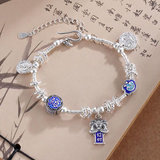 子佩集S925银【福瑞满满】手链【SL00859】纯银钱串腰缠万贯珐琅彩盘缠盘缠2504 商品图1