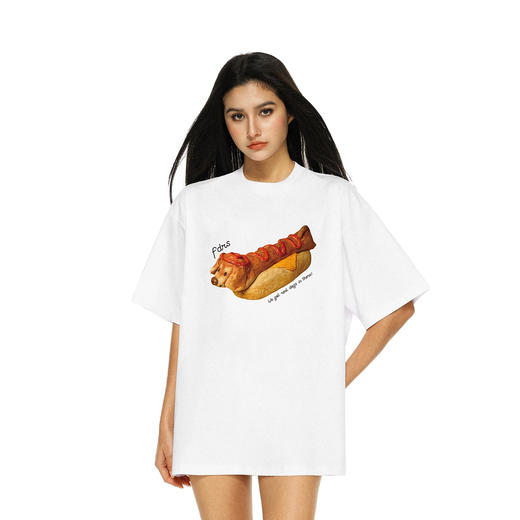 FDR官方店 腊肠狗热狗面包短袖T恤男女夏季美式情侣装体恤上衣 商品图2