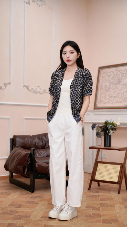 现货不补 臣禾	【老钱风真丝上衣】  连帽短袖休闲拉链外套	JZ251010138 商品图8