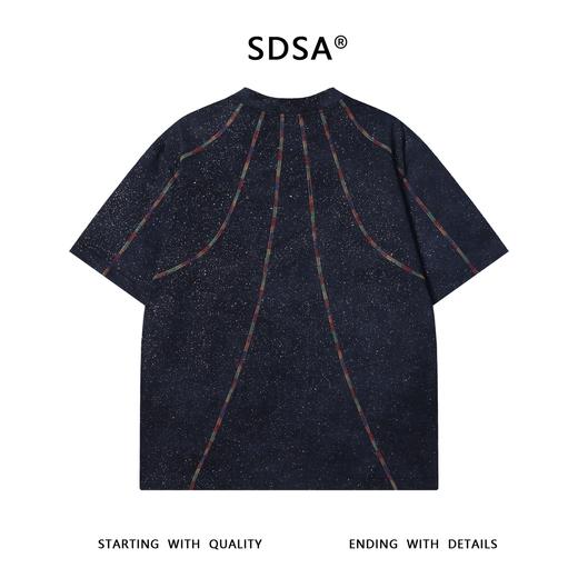 T3236夏季高级感新款韩系满天星彩色缝线圆领短袖T恤休闲情侣宽松上衣 商品图4