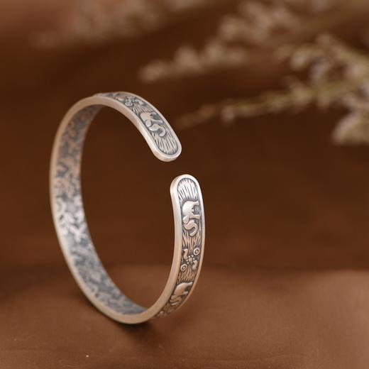 【吉祥福生】足银复古吉象浮雕花朵手镯【SCH-SZ0003-1.5-94】 商品图2
