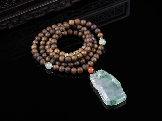 XY0289沉香+冰种翡翠竹节挂件 商品图8