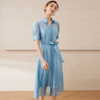 【通透蓝色欧根纱衬衫连衣裙】EITIE爱特爱夏日清爽通勤2025夏新款B2507658 商品缩略图1