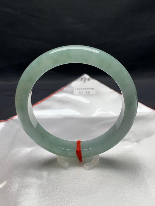 612764，57.5圈口，糯化晴底飘花正圈平安镯，浓晴底飘淡花，种老水足，微透 商品图3