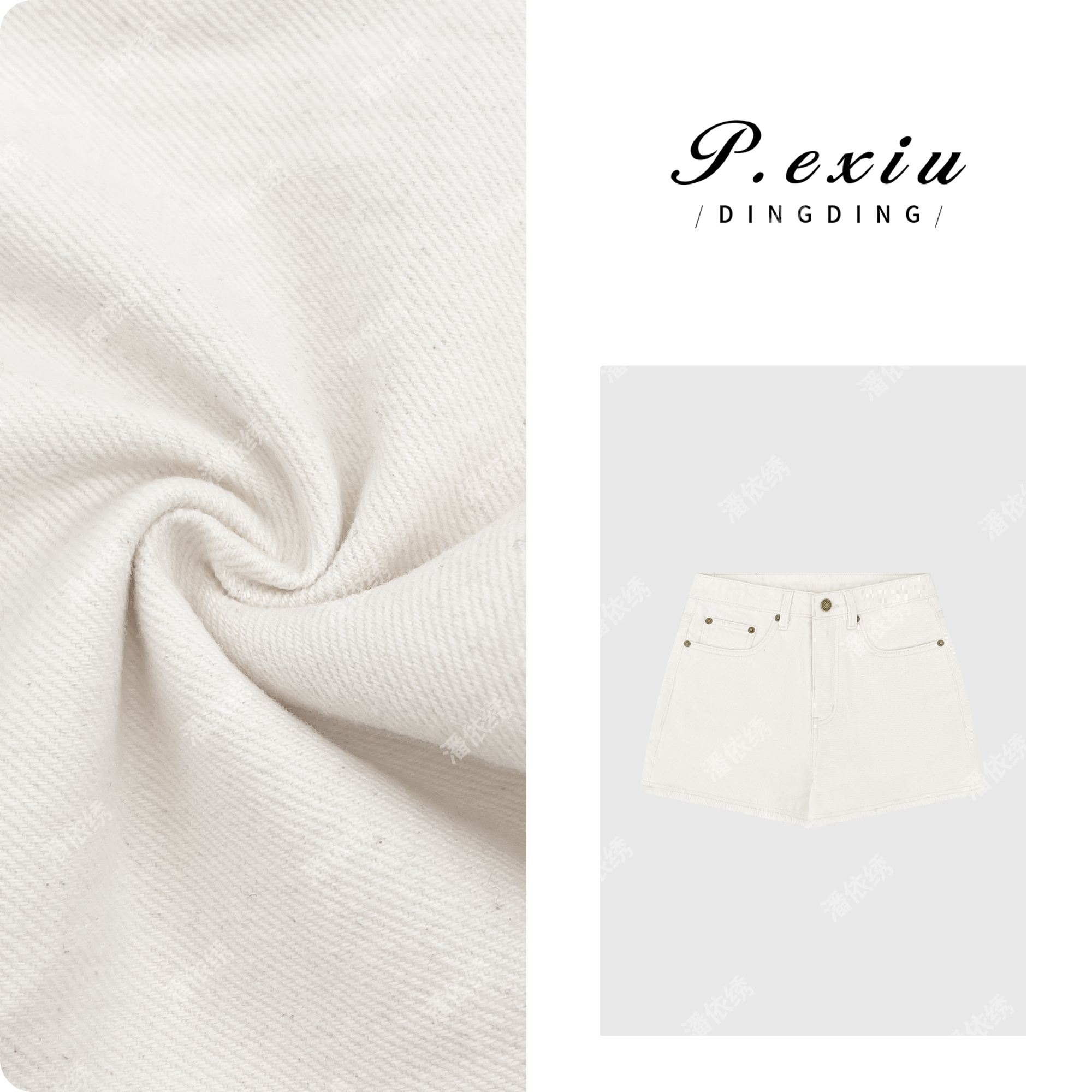 PanYiXiu/潘依绣100%棉舒适透气简约休闲牛仔短裤D6762