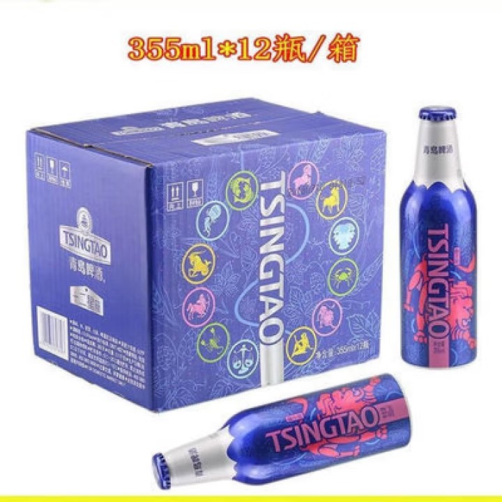 青岛啤酒十二星座铝瓶 355ml*12 整箱发货图案随机 * 355mL 12瓶