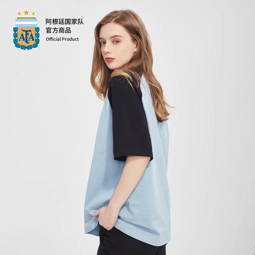 【官方正版】阿根廷国家队 | 蓝黑拼接短袖男女运动简约T恤舒适透气 商品图2