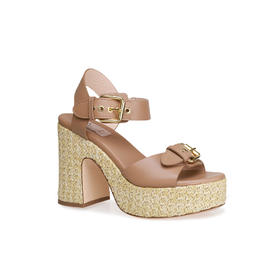 豪麟名鞋AGL女鞋凉鞋羊皮革D649029驼色