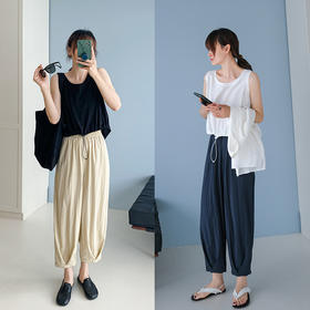 【亲子花苞裤夏季灯笼裤】九分慵懒风褶皱阔腿裤高腰显瘦休闲裤
