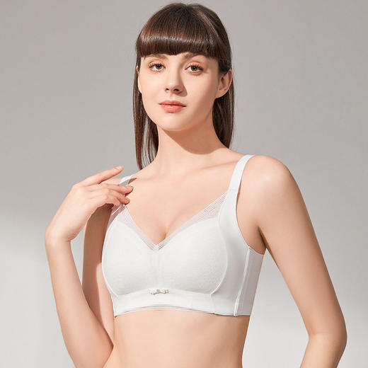 QC-W6202*  夏季大胸显小薄款透气内衣女大码防下垂无钢圈收副乳文胸光面无痕（单件） 商品图1