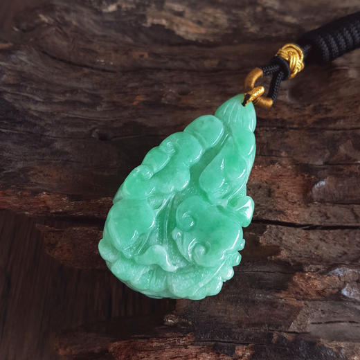 【天然正品】天然细腻糯种雕祥云绿底翡翠吊坠项链中性现售价：980特价!080425AH11 商品图7