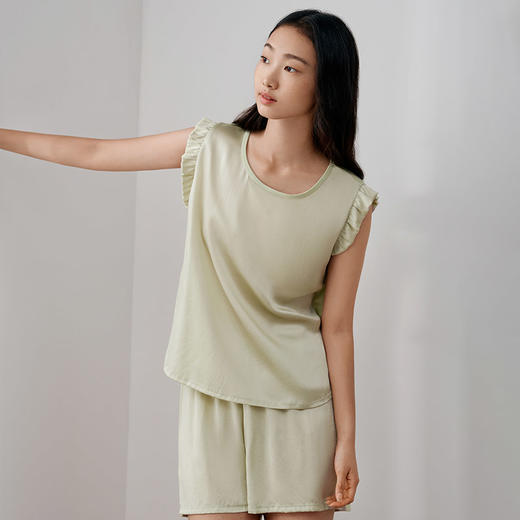 深睡眠蚕丝睡衣】真丝针织睡衣女宽松无袖睡裙衣裤套家居服金三塔  YZFFB303-YZFFB402 商品图2