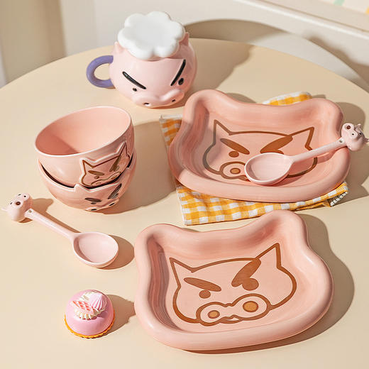 摩登主妇&蜡笔小新 左卫门陶瓷饭碗家用餐盘子一人食可爱餐具 商品图4