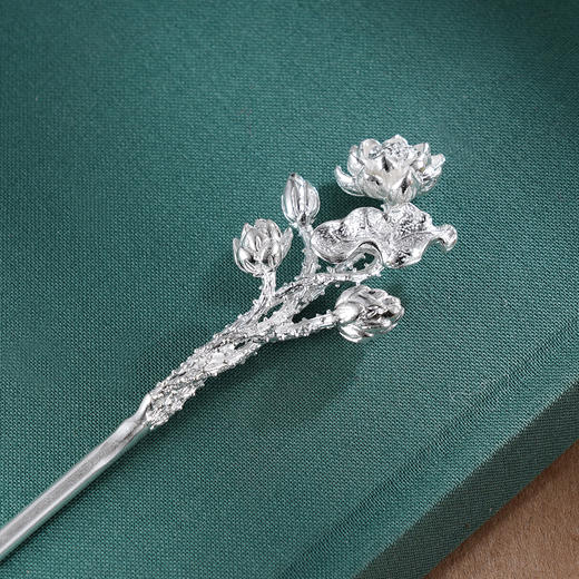 子佩集S990银【莲香妙凝】发簪【CA0011-2】纯银莲花荷花2504 商品图3