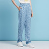 EITIE爱特爱轻运动风清爽蓝色直筒松紧腰长裤休闲裤夏季新款B2505616 商品缩略图2
