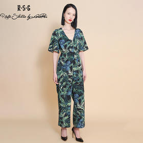 RSG郭培成衣品牌度假风丛林印花V领阔腿连体裤