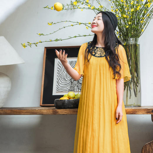 【林栖设计小店】（现货）绣花真丝连衣裙气质新中式宽松显瘦2025夏季新品改良襦裙1952115 商品图3