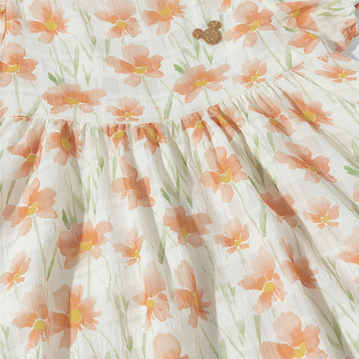 迪士尼25夏季新款女童短袖连衣裙亲肤透气碎花裙泡泡袖公主裙学生长裙ZD2EQ004 商品图7