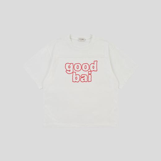 GOODBAI 粗体镂空小写logo撞色印花圆领网眼oversize短袖T恤 商品图1