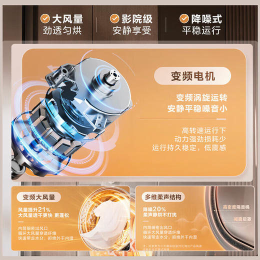 洗烘套装_10kg滚筒洗衣机热泵烘干机组合_双变频水魔方超薄全嵌_小乌梅标准版__TG100RVICTH100VH83MAX 商品图6