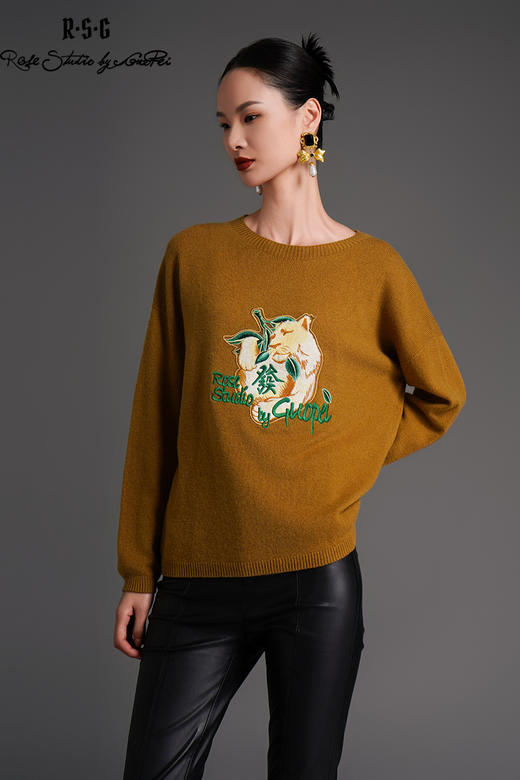 RSG2023郭培成衣品牌秋冬发财狮子美丽诺羊毛针织衫 商品图5